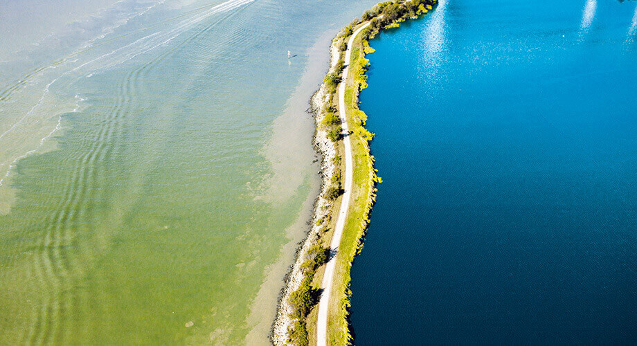 aerial view on coastline road