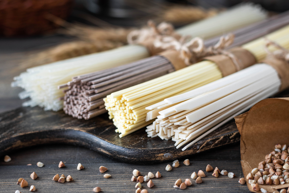 Assorted gluten free buckwheat egg and rice noodles
